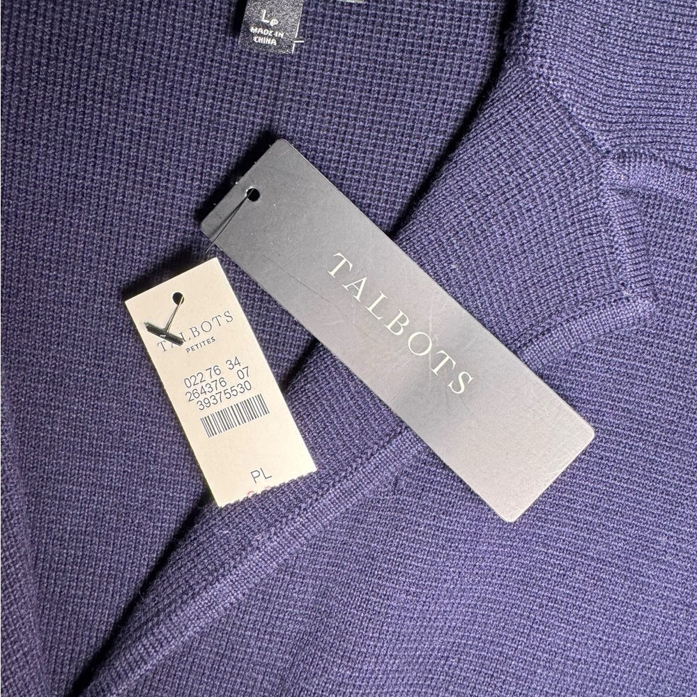 NWT Talbots NavyNautical Preppy Double Breasted Knit Sweater Blazer Large Petite - Picture 6 of 7